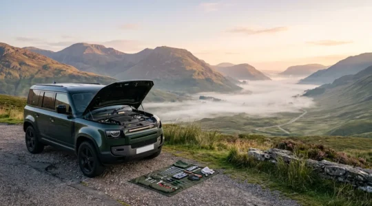 Car being prepared for NC500 journey through Scottish Highlands