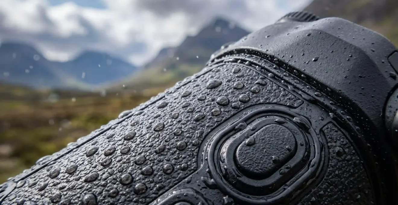 Camera with weather protection in heavy rain conditions