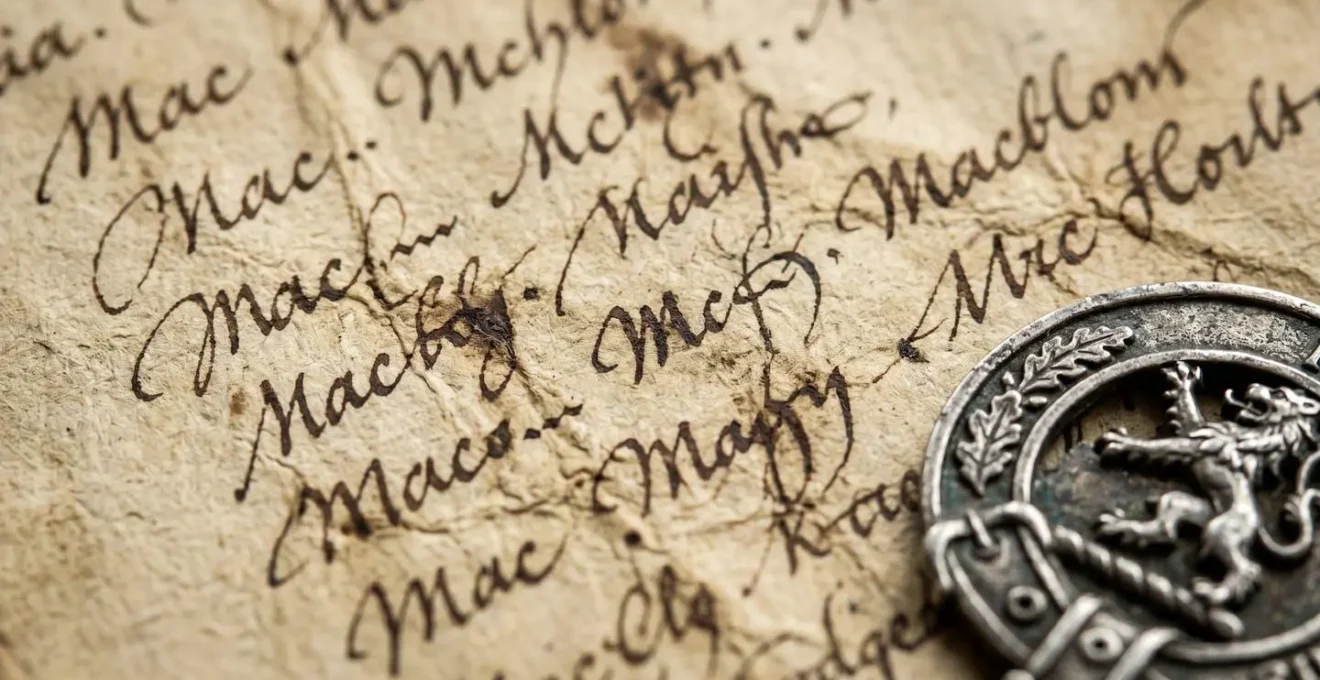 Close-up of handwritten historical Scottish surnames showing Mac and Mc variations in old manuscript